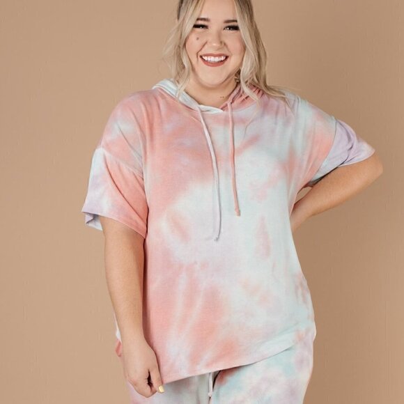 143 Story Pastel Tie Dye Short Sleeve Hoodie - Picture 1 of 4